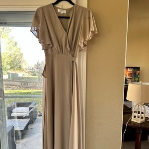 Tan Long Wrap Dress